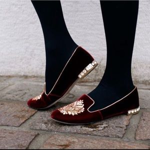 Luxe Miu Miu Velvet Embroidered Smoking Slippers